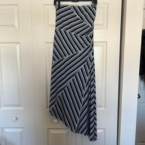 Vintage Y2K glam Younique black striped asymmetrical tube top dress medium